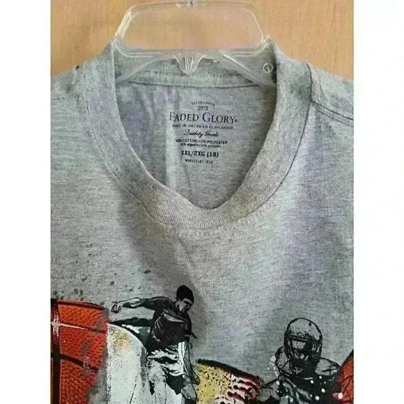 Faded Glory Boys 2XL 18 Graphic Tank Top Gray Red Game on 24/7 NWT - Picture 4 of 6